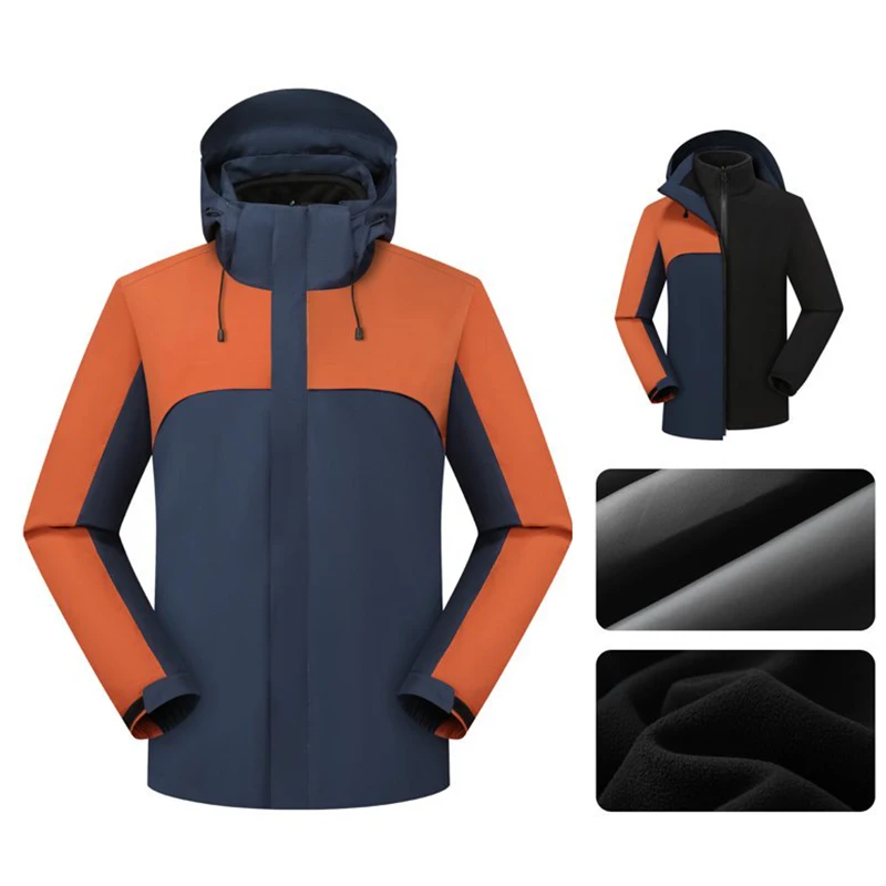 3-in-1 Hiking Hooded Jacket Casual Waterproof Windbreaker Raincoat Outerwear Men Autumn Winter Lightweight Outdoor Snow Coat
3-in-1 Hiking Hooded Jacket Casual Waterproof Windbreaker Raincoat Outerwear Men Autumn Winter Lightweight Outdoor Snow Coat
