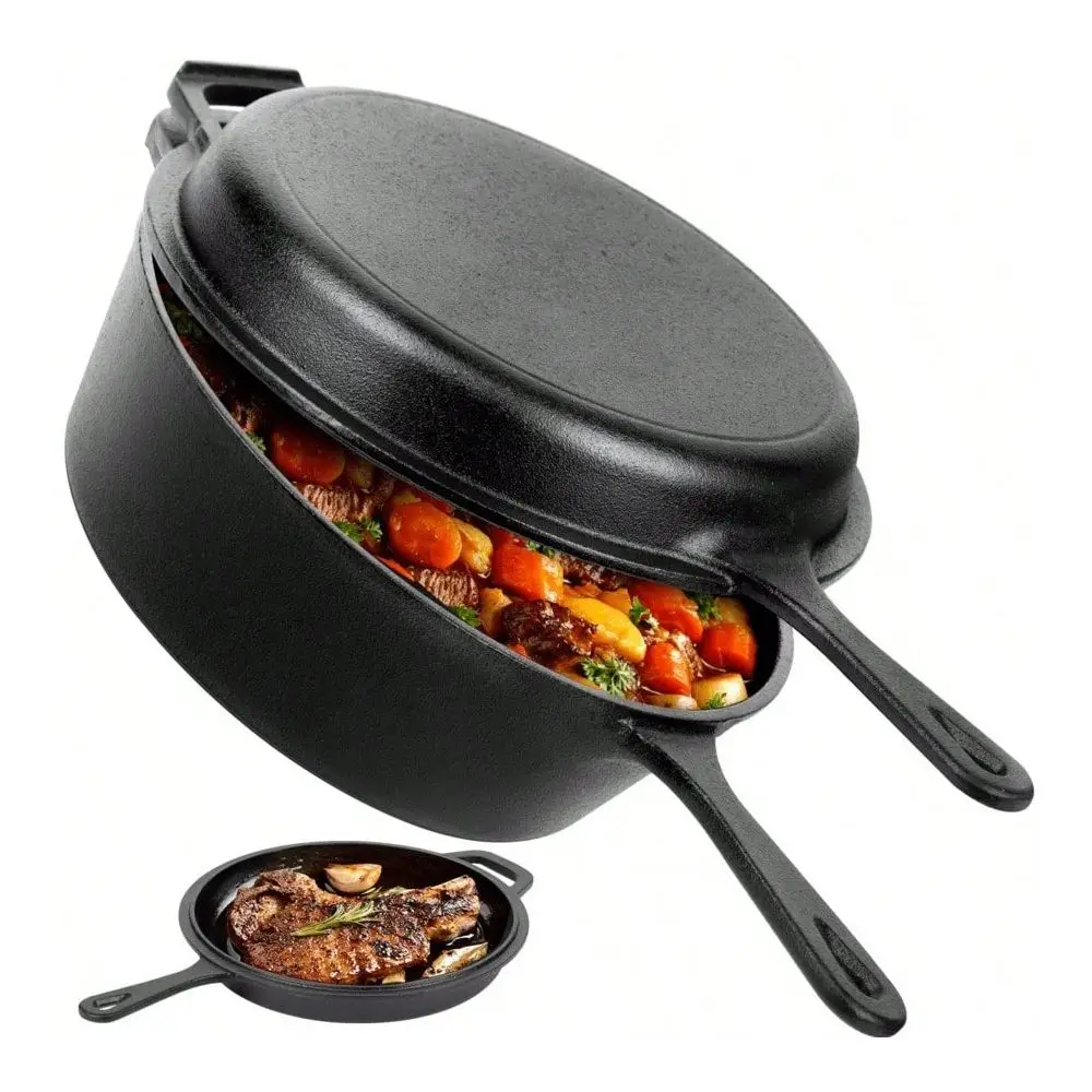 Oven Skillet Combo,Preseasoned Cast Iron Cookware Set,2In1 Multi Cooker Deep Pot Frying Pan,Works For Bread, Indoor Outdoor, Gr
Oven Skillet Combo,Preseasoned Cast Iron Cookware Set,2In1 Multi Cooker Deep Pot Frying Pan,Works For Bread, Indoor Outdoor, Gr
