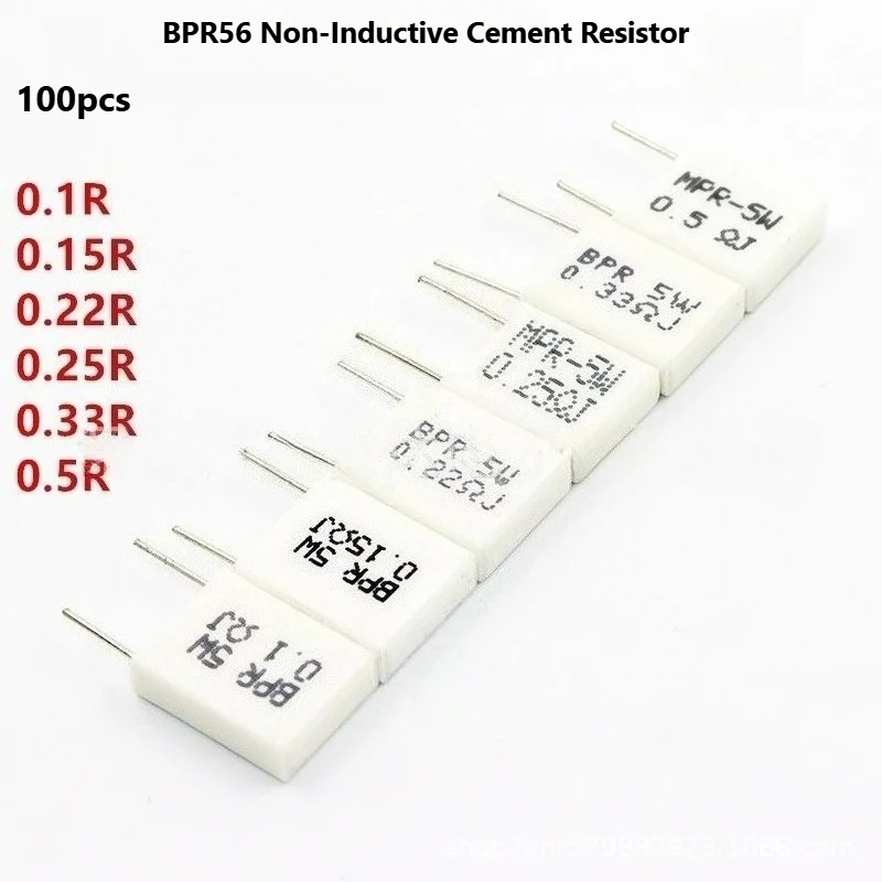 100pcs BPR56 5W Non-Inductive Cement Resistor Vertical 0.1R 0.15R 0.22R 0.25R 0.33R 0.5R
100pcs BPR56 5W Non-Inductive Cement Resistor Vertical 0.1R 0.15R 0.22R 0.25R 0.33R 0.5R