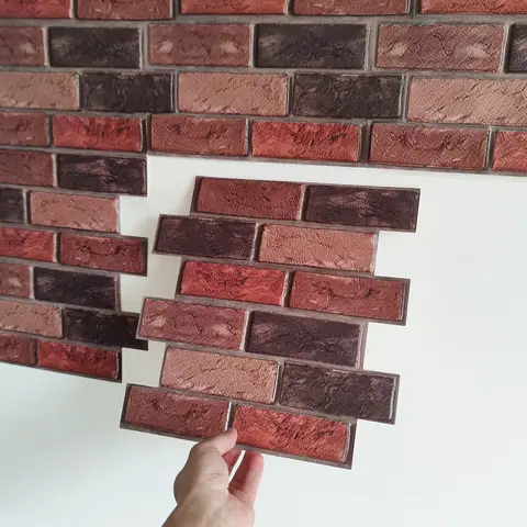 20 Stück selbstklebende Wandaufkleber mit Ziegelsteinmuster, wasserdicht, leicht zu reinigen, rot, Retro-Stil, Fliesendekoration zum Abziehen und Aufkleben