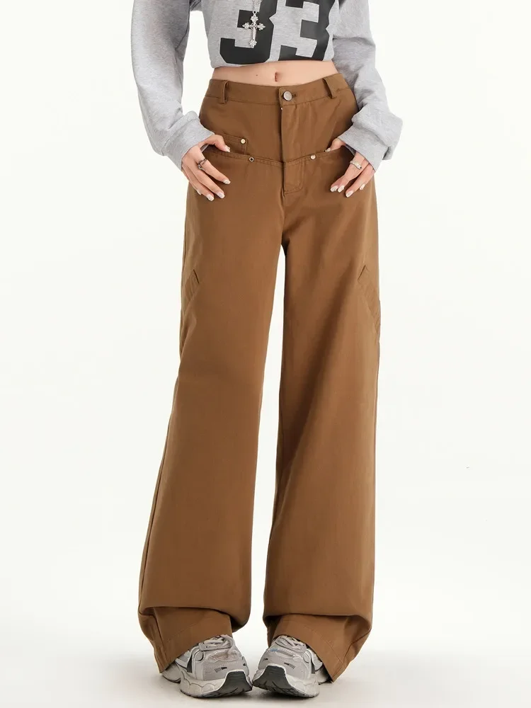 Amrican Retro Casual Coffee Brown Color Baggy Wide Leg Pants Women Y2K Streetwear High Waist Wash Straight Trousers 2025 Fashion
Amrican Retro Casual Coffee Brown Color Baggy Wide Leg Pants Women Y2K Streetwear High Waist Wash Straight Trousers 2025 Fashion