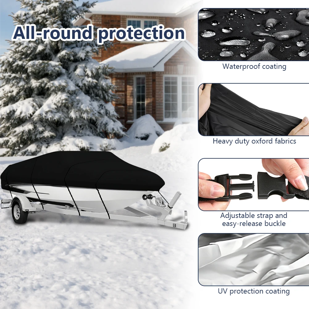 14-16FT Boat Cover Waterproof Heavy-Duty Boat Cover Sunproof Fishing Skiing Boat Protector for Yachts Motors Rowing Boats
14-16FT Boat Cover Waterproof Heavy-Duty Boat Cover Sunproof Fishing Skiing Boat Protector for Yachts Motors Rowing Boats