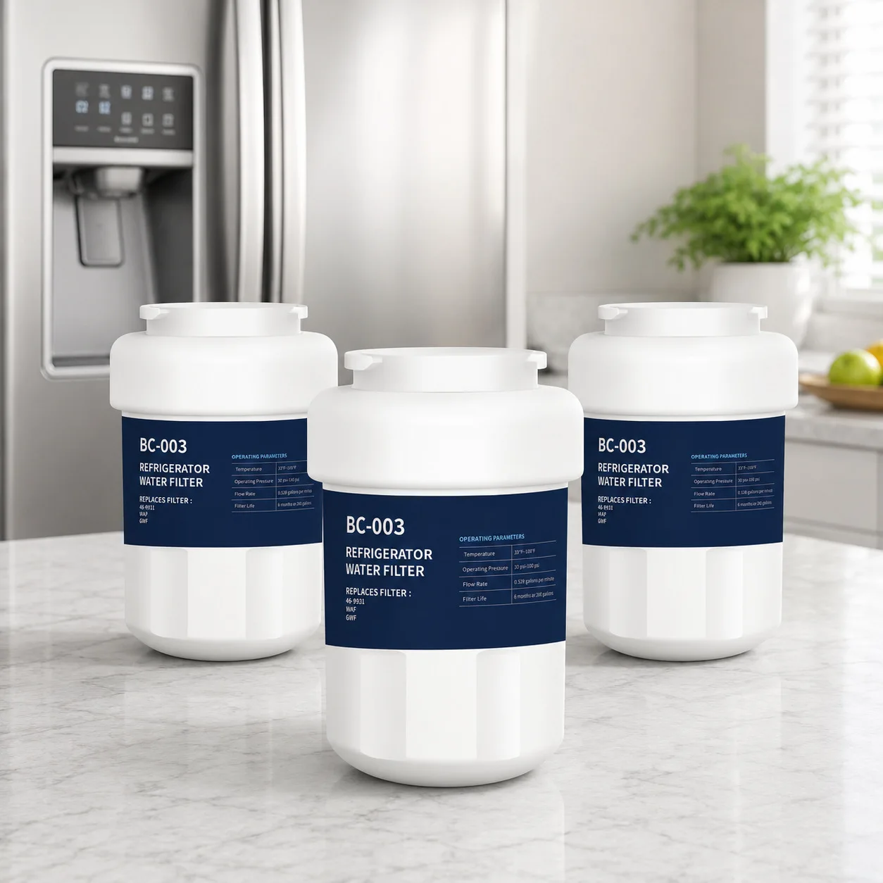 Fridge Water Filter Replacement 3-Pack for GE Refrigerators Compatible with MWF FMG-1 WFC1201 RWF1060 PC75009 197D6321P006
Fridge Water Filter Replacement 3-Pack for GE Refrigerators Compatible with MWF FMG-1 WFC1201 RWF1060 PC75009 197D6321P006