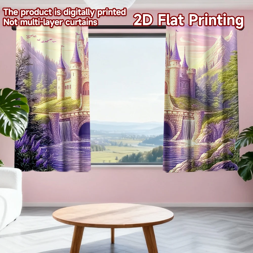 2D flat printing 2pcs Party Curtain Fairy Tale Castle Scene Digital Printed Polyester Drapes Festive Holiday for Photo Booths
2D flat printing 2pcs Party Curtain Fairy Tale Castle Scene Digital Printed Polyester Drapes Festive Holiday for Photo Booths