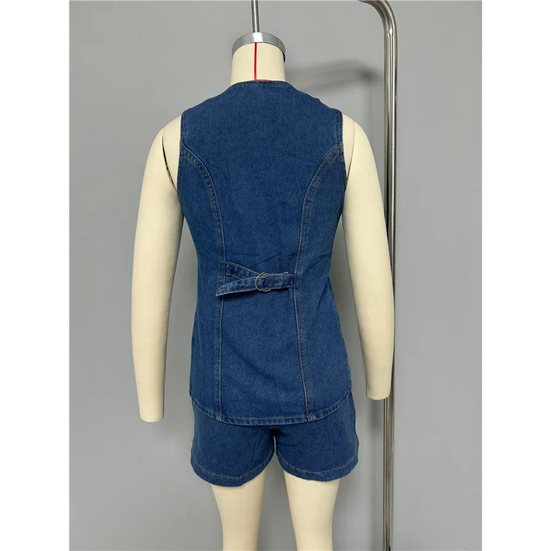 Women's Denim 2 Piece Set Casual Sleeveless V Neck Jean Vest Tops And High Waist Shorts Outfit Tracksuits-A55G
Women's Denim 2 Piece Set Casual Sleeveless V Neck Jean Vest Tops And High Waist Shorts Outfit Tracksuits-A55G