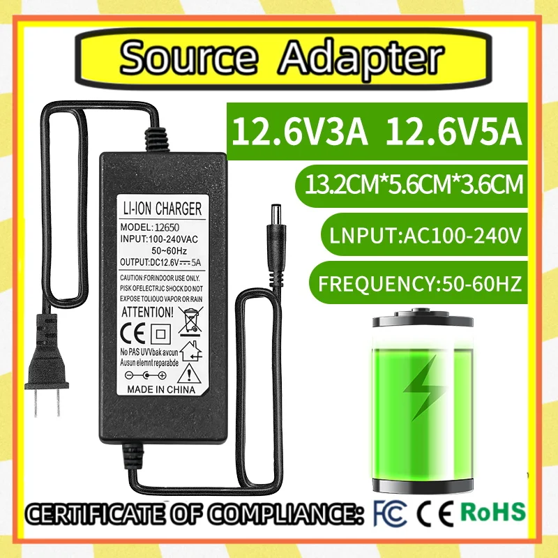 1PCS power adapter 12.6V3A 12.6V5A Lithium Battery Charger with Constant Current and with Rotating Lamp Charger US plug 
1PCS power adapter 12.6V3A 12.6V5A Lithium Battery Charger with Constant Current and with Rotating Lamp Charger US plug