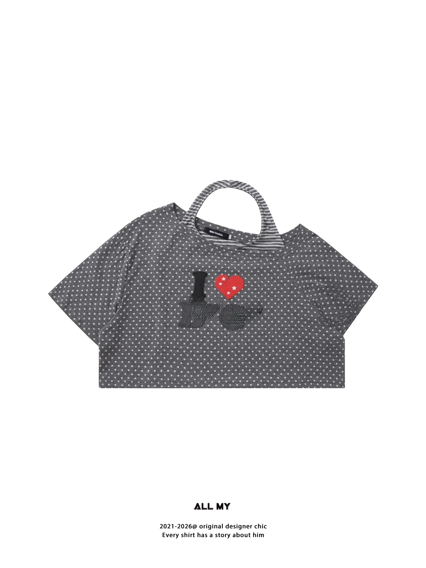 American Sle Polka Dot Heart Letter ort Sve Women's T-irt Fake Two-Piece Hanging Ne Oblique oulder Belly Button Top
American Sle Polka Dot Heart Letter ort Sve Women's T-irt Fake Two-Piece Hanging Ne Oblique oulder Belly Button Top