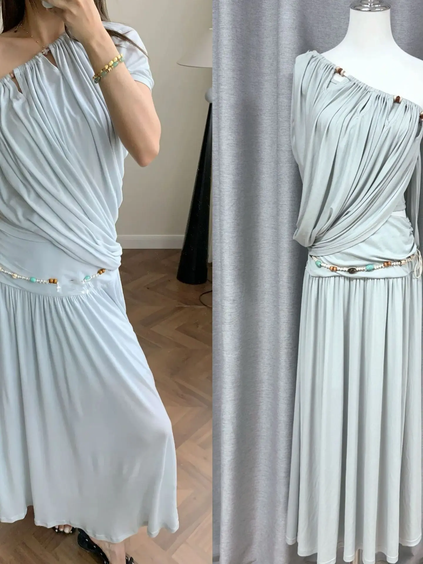 Hua Shanghai Version Yu Shuxin Half-Sleeve Beaded Shoulder Off-Shoulder Skirt Set Women Cleanfit A-Line Dress
Hua Shanghai Version Yu Shuxin Half-Sleeve Beaded Shoulder Off-Shoulder Skirt Set Women Cleanfit A-Line Dress