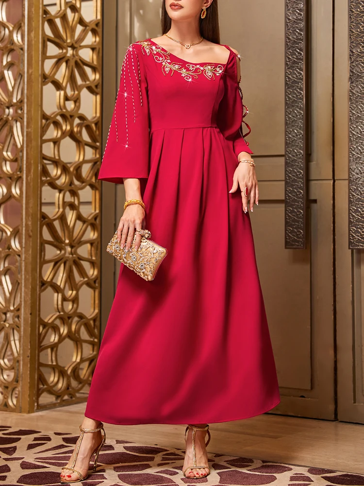 Mia Muse Ramadan Style Modern Female Clothing Women'S Long Dresses Gold Embroidery Glamour Sophisticated Lace-Up Maxi Dresses
Mia Muse Ramadan Style Modern Female Clothing Women'S Long Dresses Gold Embroidery Glamour Sophisticated Lace-Up Maxi Dresses