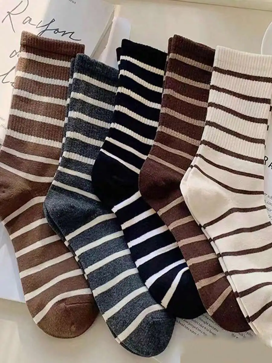 5 Pairs Mens Striped Mid-Calf Socks Casual Style Fall Winter
5 Pairs Mens Striped Mid-Calf Socks Casual Style Fall Winter