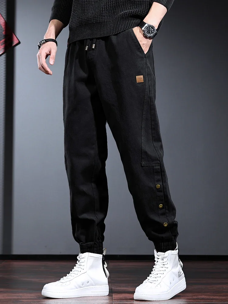 Autumn Black Elastic Waist Pants Men Streetwear Casual Cotton Baggy Drawstring Jogging Trousers
Autumn Black Elastic Waist Pants Men Streetwear Casual Cotton Baggy Drawstring Jogging Trousers