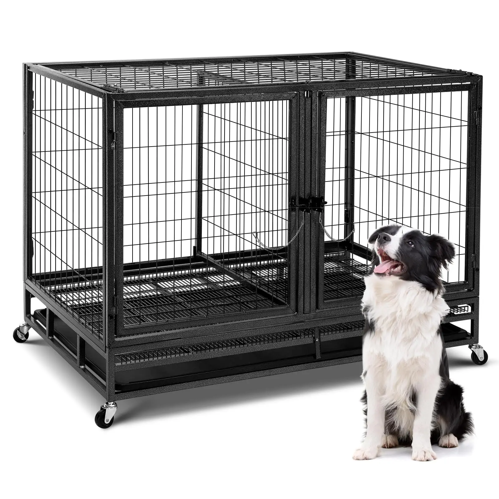 Dog Crate Double Door Cage,Kennel with Wheels Extra Large Crate Indoor for Large Dog with Removable Tray,Pet Playpen YardOutdoor
Dog Crate Double Door Cage,Kennel with Wheels Extra Large Crate Indoor for Large Dog with Removable Tray,Pet Playpen YardOutdoor