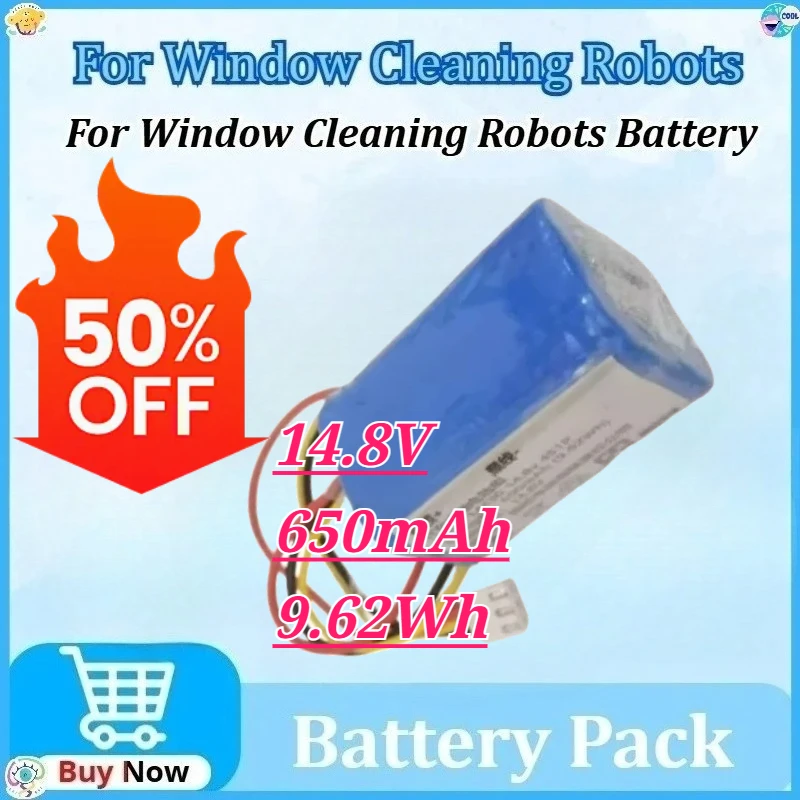 New 14430 14.8V 4S1P 650mAh 9.62Wh for Window Cleaning Robots Battery Rechargeable Lithium Battery Pack High-Capacity
New 14430 14.8V 4S1P 650mAh 9.62Wh for Window Cleaning Robots Battery Rechargeable Lithium Battery Pack High-Capacity