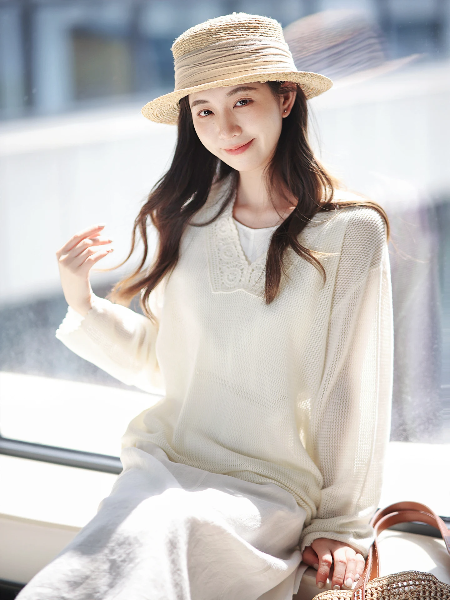 Bell Knitted Wool Sweater Lace Hollow out Bell Sleeves V-Neck Loose Fit Commute Style Nylon Acrylic Wool Blend Spring Fashion
Bell Knitted Wool Sweater Lace Hollow out Bell Sleeves V-Neck Loose Fit Commute Style Nylon Acrylic Wool Blend Spring Fashion