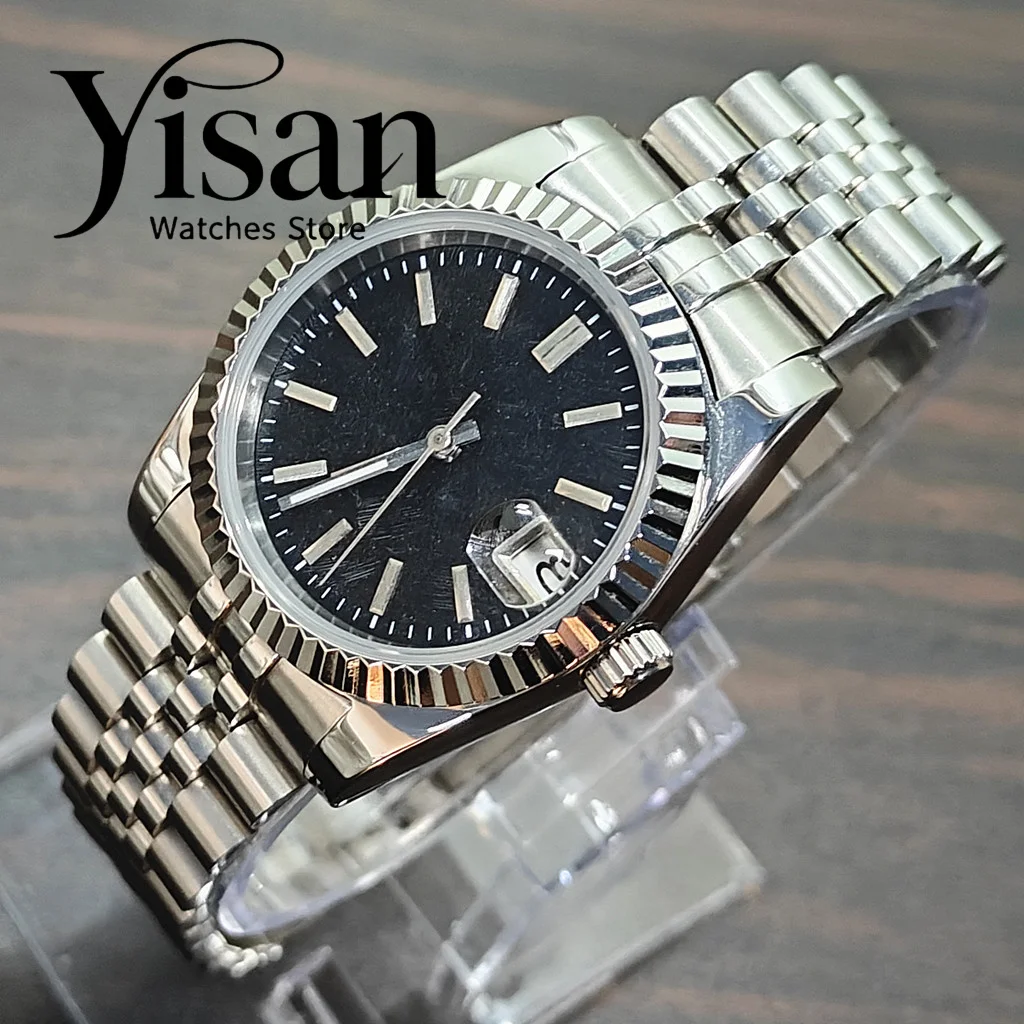 36mm/39mm silver case sapphire crystal aseptic black dial is suitable for NH35 movement automatic watches
36mm/39mm silver case sapphire crystal aseptic black dial is suitable for NH35 movement automatic watches