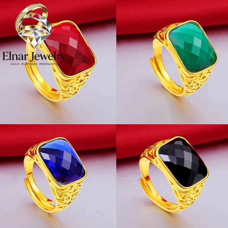 Elnar Jewelry Men's 24K Gold AU999 Ring with Gem Inlay | 3D hollow dragon design with striking accents, authoritative for busine
Elnar Jewelry Men's 24K Gold AU999 Ring with Gem Inlay | 3D hollow dragon design with striking accents, authoritative for busine