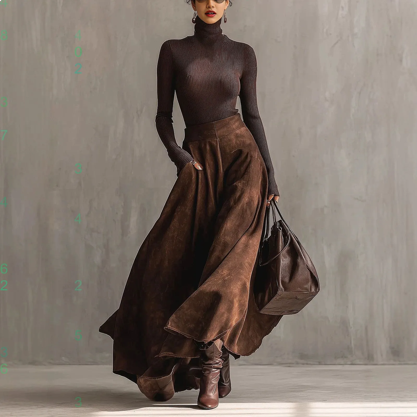 Retro Brown High Neck Fitted Suede Long Maxi Skirt Set Matching Skirts
Retro Brown High Neck Fitted Suede Long Maxi Skirt Set Matching Skirts