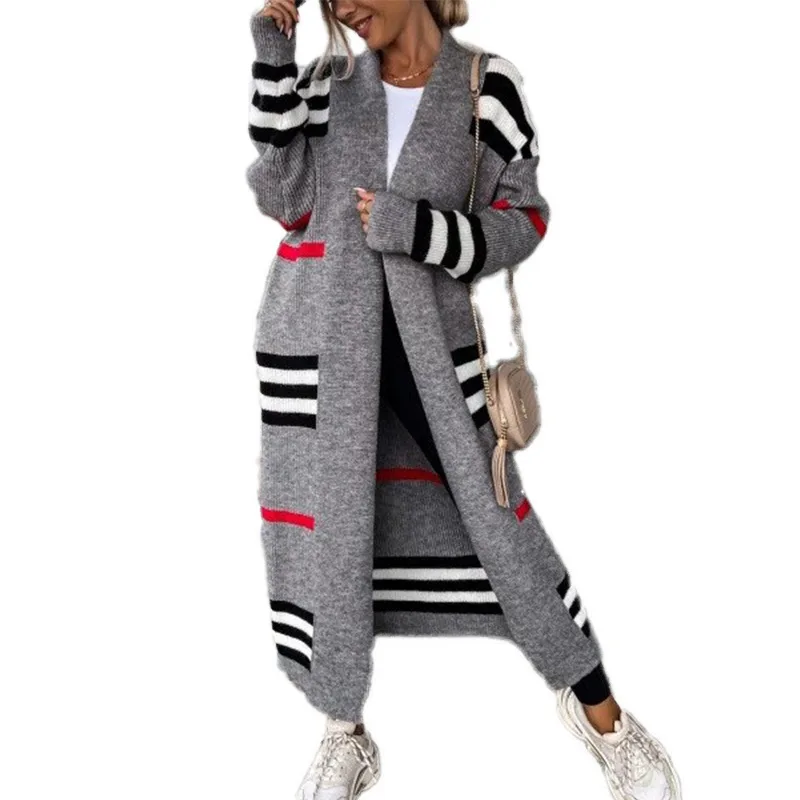 Loose Women's Cardigan Recreational Personality Fashion Daily Stripe Street Style Autumn Winter Coat Long-sleeved V-neck Sweater
Loose Women's Cardigan Recreational Personality Fashion Daily Stripe Street Style Autumn Winter Coat Long-sleeved V-neck Sweater