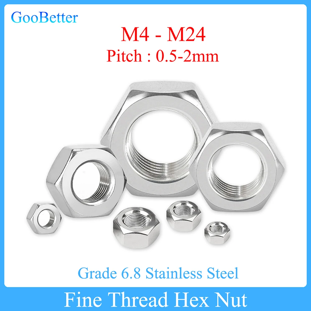5-200Pcs Fine Thread Hex Nut M4 M5 M6 M8 M10 M12 M14 M16 M18 M20 M22 M24 Stainless Steel Hexagon Nut For Screw And Bolt Fastener
5-200Pcs Fine Thread Hex Nut M4 M5 M6 M8 M10 M12 M14 M16 M18 M20 M22 M24 Stainless Steel Hexagon Nut For Screw And Bolt Fastener