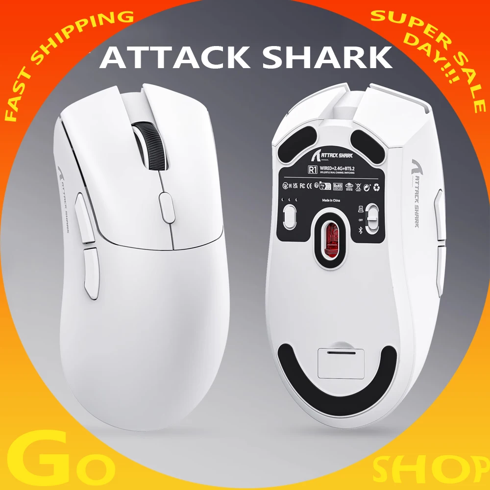 Беспроводная мышь Attack Shark R1, трехрежимная Bluetooth Paw3311, игровая мышь для киберспорта, эргономика, легкие мыши, аксессуары для ПК, игр 
Беспроводная мышь Attack Shark R1, трехрежимная Bluetooth Paw3311, игровая мышь для киберспорта, эргономика, легкие мыши, аксессуары для ПК, игр