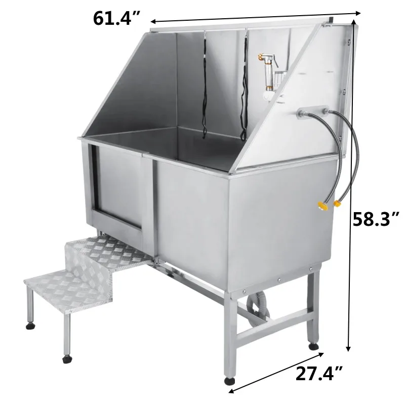Professional 62In Dog Washing Station Stainless Steel Grooming Tub With Accessories
Professional 62In Dog Washing Station Stainless Steel Grooming Tub With Accessories