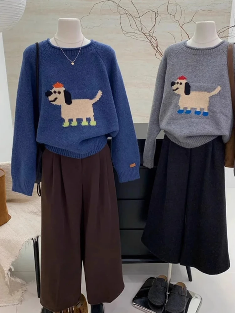 Жаккардовый свитер с напуском для щенков, женский осенне-зимний вязаный топ с манжетами, теплый свитшот, повседневный пуловер с круглым вырезом, топ
Жаккардовый свитер с напуском для щенков, женский осенне-зимний вязаный топ с манжетами, теплый свитшот, повседневный пуловер с круглым вырезом, топ