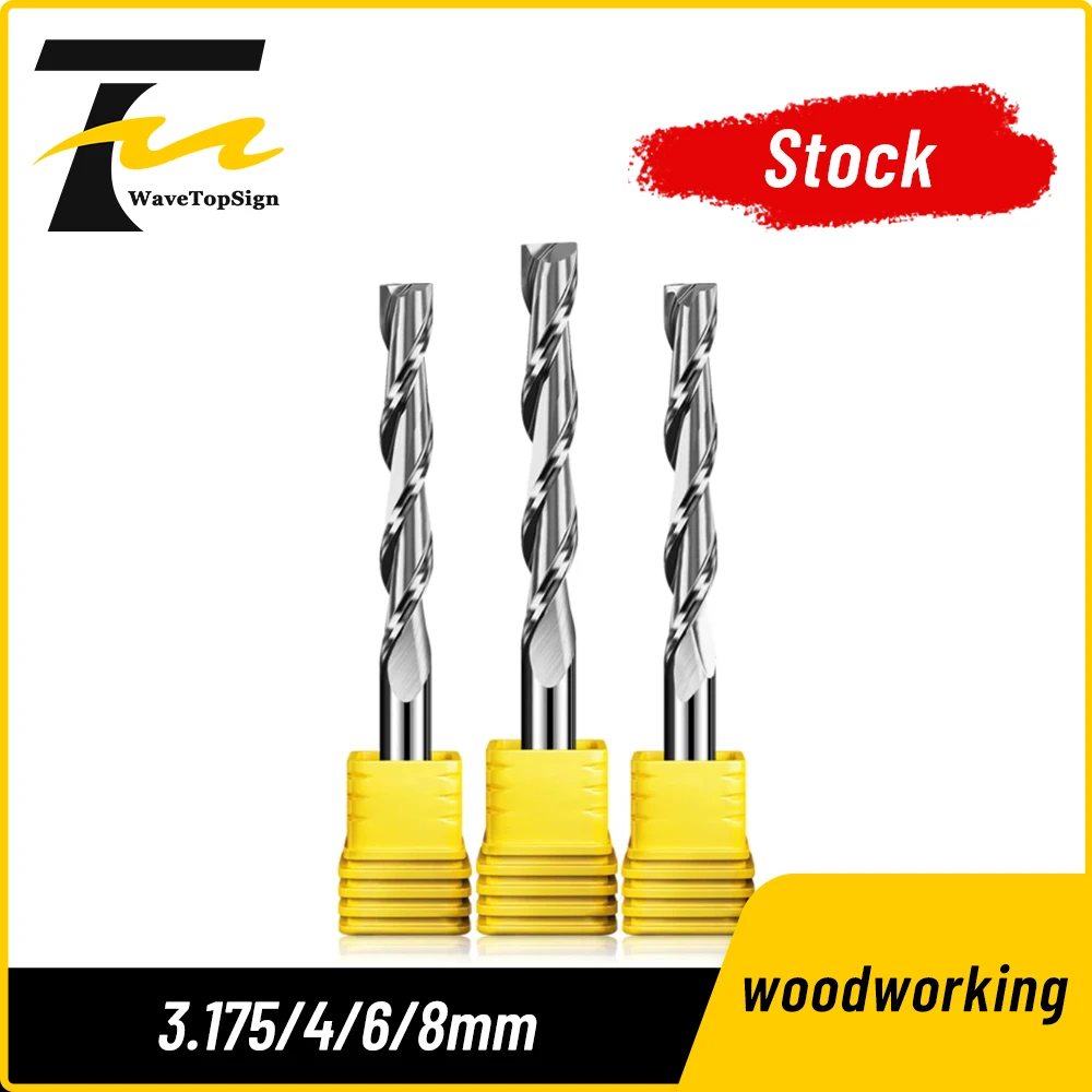 Carbide 2 Flute Spiral End Mill CNC Router Bit for MDF PVC Double Color Board Woodworking Engraving Tool
Carbide 2 Flute Spiral End Mill CNC Router Bit for MDF PVC Double Color Board Woodworking Engraving Tool