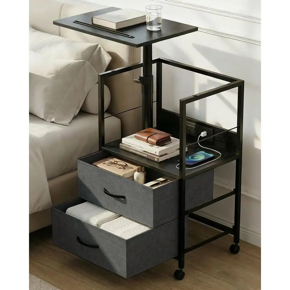 Регулируемая по высоте прикроватная тумбочка с подсветкой, зарядной станцией, тканевыми ящиками и колесиками для спальни или гостиной, черная
Регулируемая по высоте прикроватная тумбочка с подсветкой, зарядной станцией, тканевыми ящиками и колесиками для спальни или гостиной, черная