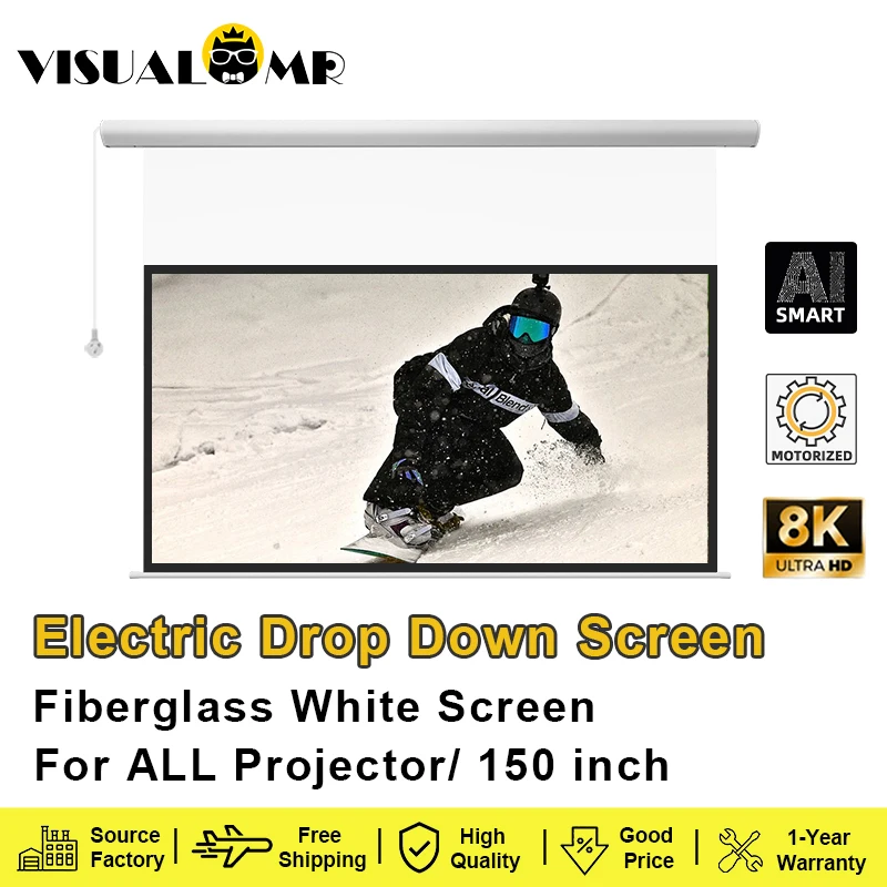Electric Drop Down Projection Screen Motorized Fiberglass White Wall Mount 120inch Screen 16:9 4K 8K Projection with Floating
Electric Drop Down Projection Screen Motorized Fiberglass White Wall Mount 120inch Screen 16:9 4K 8K Projection with Floating