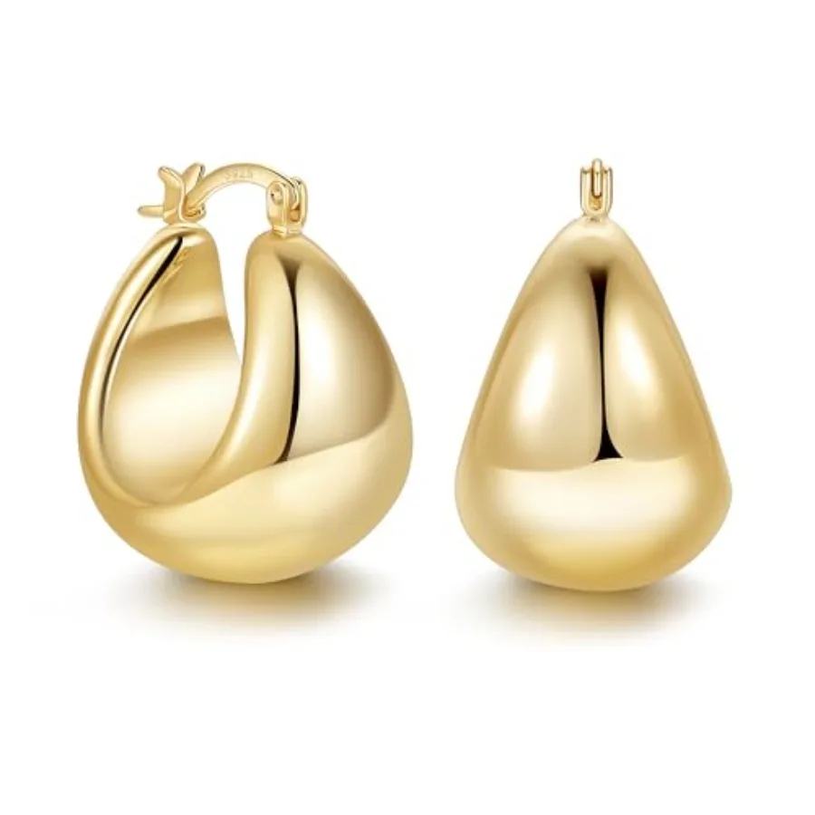 OOOPEL Gold Hoop Earrings for Women, 925 Sterling Silver Chunky Hoop Earrings Hypoallergenic Lightweight 14K Gold Plated Thick
OOOPEL Gold Hoop Earrings for Women, 925 Sterling Silver Chunky Hoop Earrings Hypoallergenic Lightweight 14K Gold Plated Thick