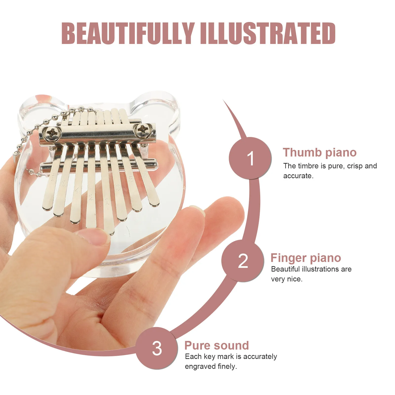 Прозрачная 8-клавишная калимба в форме медведя, легкий портативный пальчиковый инструмент для начинающих, для снятия стресса и прослушивания музыки
Прозрачная 8-клавишная калимба в форме медведя, легкий портативный пальчиковый инструмент для начинающих, для снятия стресса и прослушивания музыки