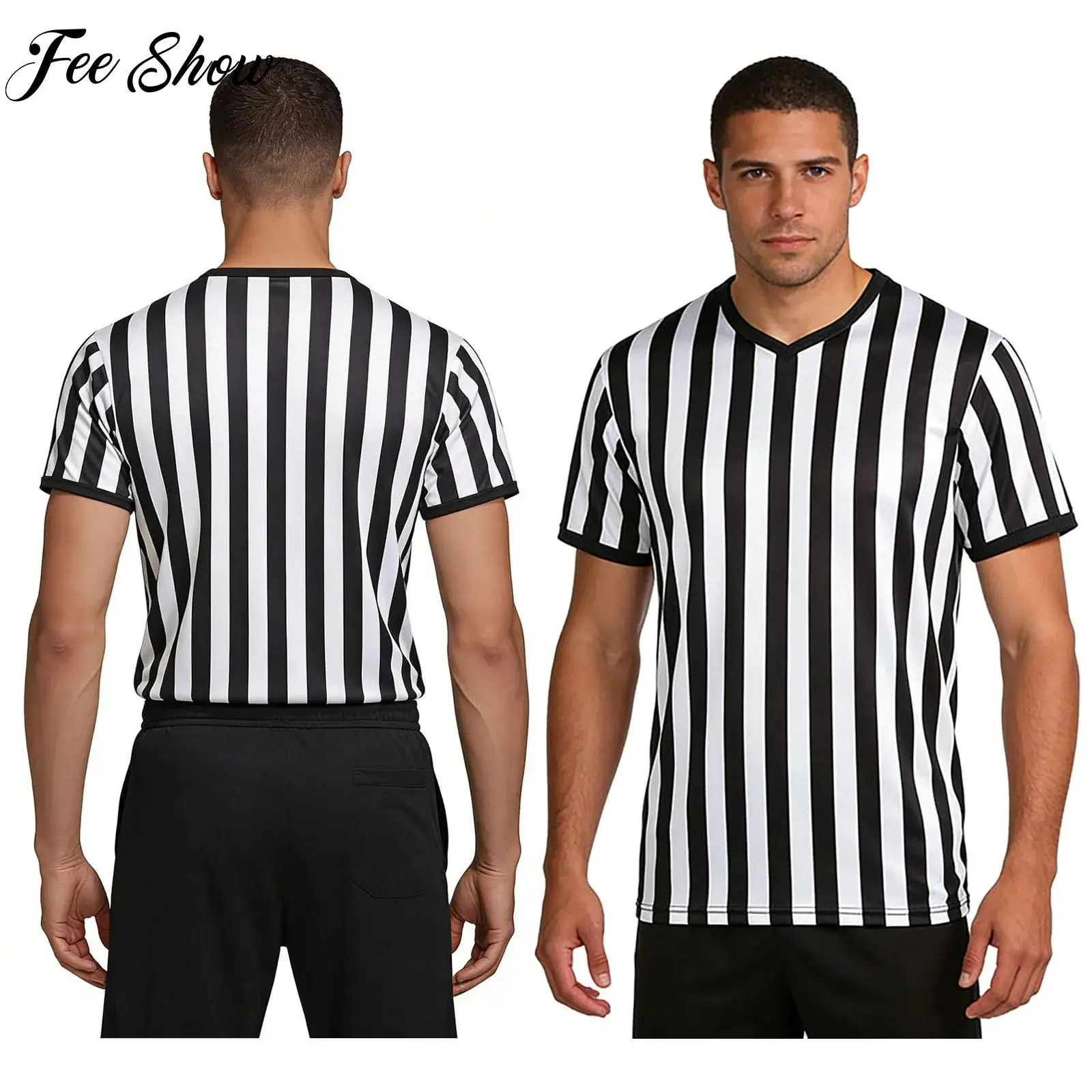 Men Striped Referee Jersey Shirt V-neck Short-sleeve T-shirt for Casual Daily Life Football Sports Athletic T-shirt Tops Tee
Men Striped Referee Jersey Shirt V-neck Short-sleeve T-shirt for Casual Daily Life Football Sports Athletic T-shirt Tops Tee
