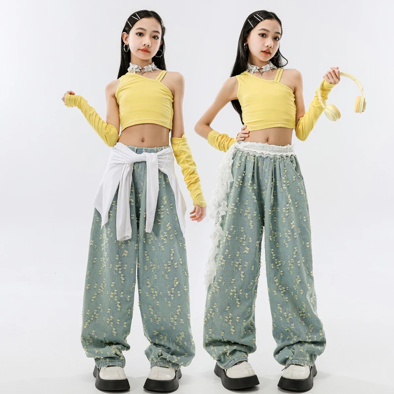 Street Dancing Set For Girls Jazz Dance Costume Hip Hop Outfit Children Performance Clothes Yellow Crop Tops Tops Jeans XH2676
Street Dancing Set For Girls Jazz Dance Costume Hip Hop Outfit Children Performance Clothes Yellow Crop Tops Tops Jeans XH2676