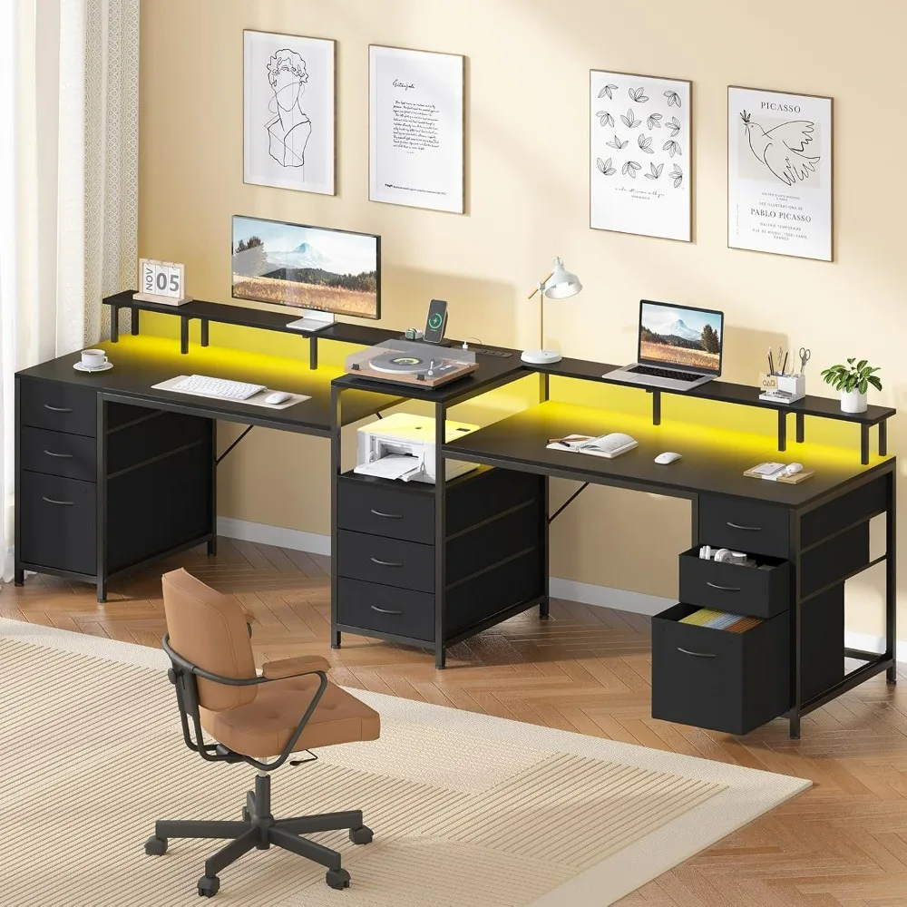 -For98.4" Long Computer Desk with 9 Drawers, 2 Person Gaming Desk with LED Lights & Power Outlet, Two Person Home Office &
-For98.4" Long Computer Desk with 9 Drawers, 2 Person Gaming Desk with LED Lights & Power Outlet, Two Person Home Office &