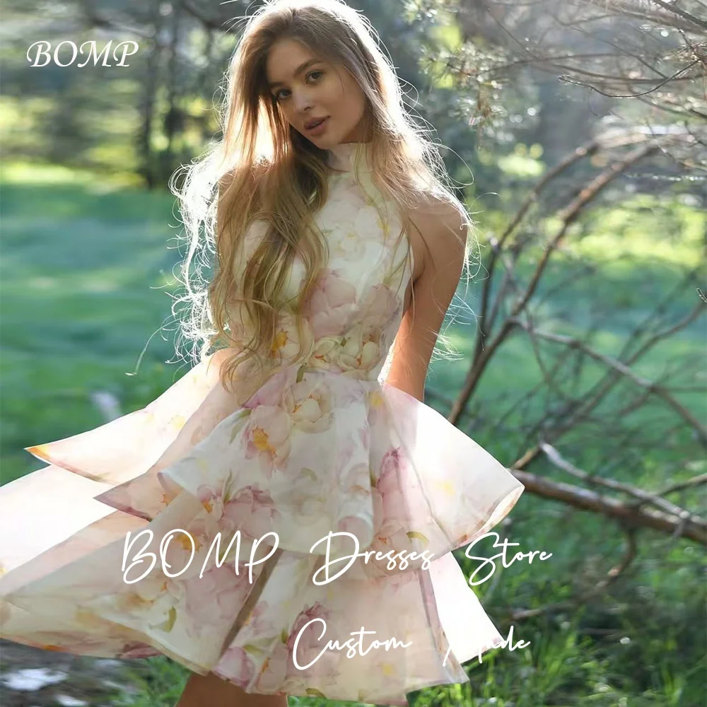 BOMP Elegant Flora Print Wedding Party Dress High Neck Backless Mini A-Line Organza Special Occasion Dresses Customized Pastrol
BOMP Elegant Flora Print Wedding Party Dress High Neck Backless Mini A-Line Organza Special Occasion Dresses Customized Pastrol