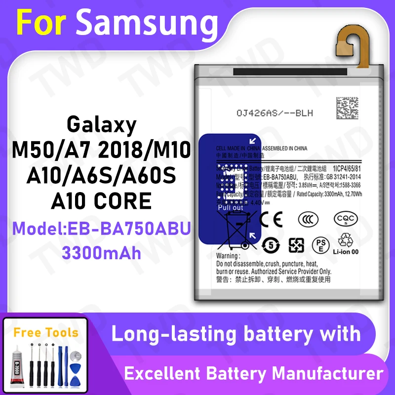 100% New 3300mAh EB-BA750ABU Battery For Samsung Galaxy M50/A7 2018/M10 Replacement Bateria+Free Tools
100% New 3300mAh EB-BA750ABU Battery For Samsung Galaxy M50/A7 2018/M10 Replacement Bateria+Free Tools