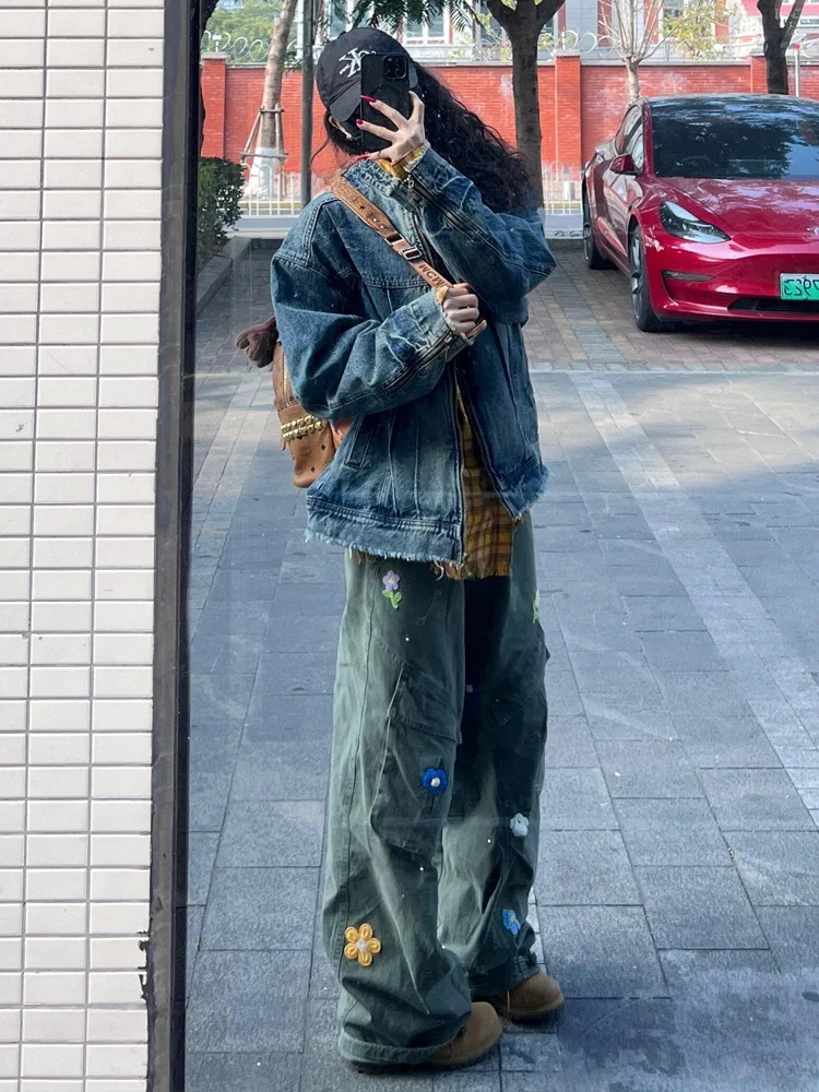 American High Street Floral Embroidery Workwear Jeans Women's Loose BF Lazy Style High Waist Wide Leg Floor-Length Pants
American High Street Floral Embroidery Workwear Jeans Women's Loose BF Lazy Style High Waist Wide Leg Floor-Length Pants