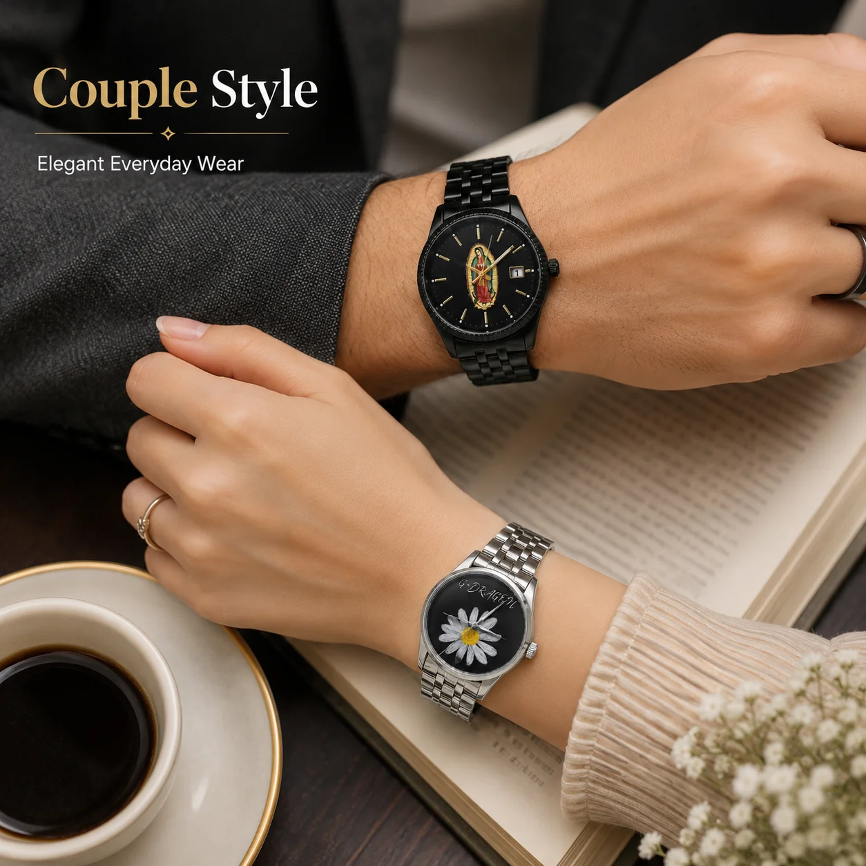 Men's/Women's Fashion Couple Watches, Alloy Strap Quartz Watches, Couple Gift Watches, (with box/tightening tool for strap)
Men's/Women's Fashion Couple Watches, Alloy Strap Quartz Watches, Couple Gift Watches, (with box/tightening tool for strap)