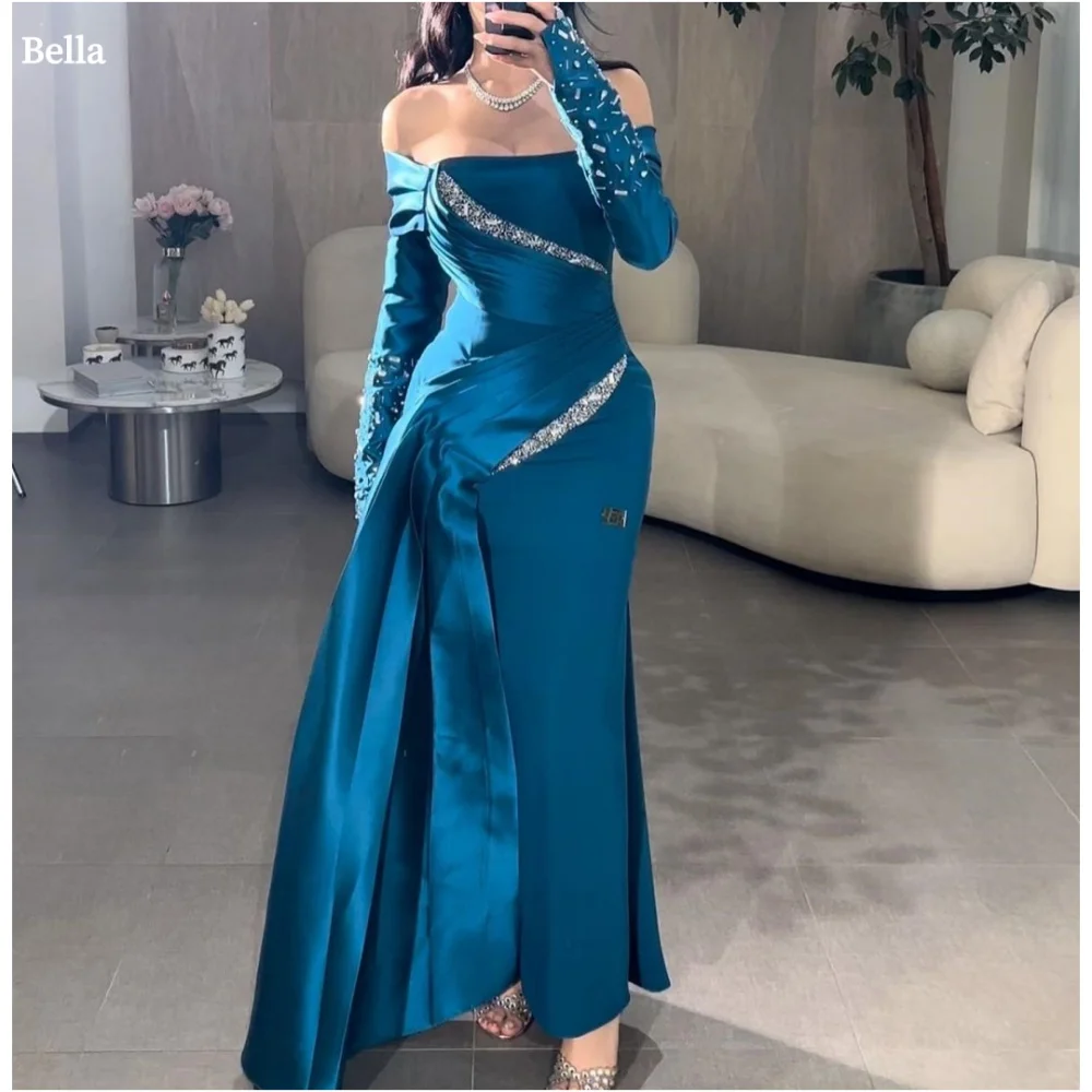 Bella Индивидуальные синие платья с пайетками без бретелек с открытыми плечами, вечерние платья с длинными рукавами, платье для выпускного вечера длиной до щиколотки 2024
Bella Индивидуальные синие платья с пайетками без бретелек с открытыми плечами, вечерние платья с длинными рукавами, платье для выпускного вечера длиной до щиколотки 2024