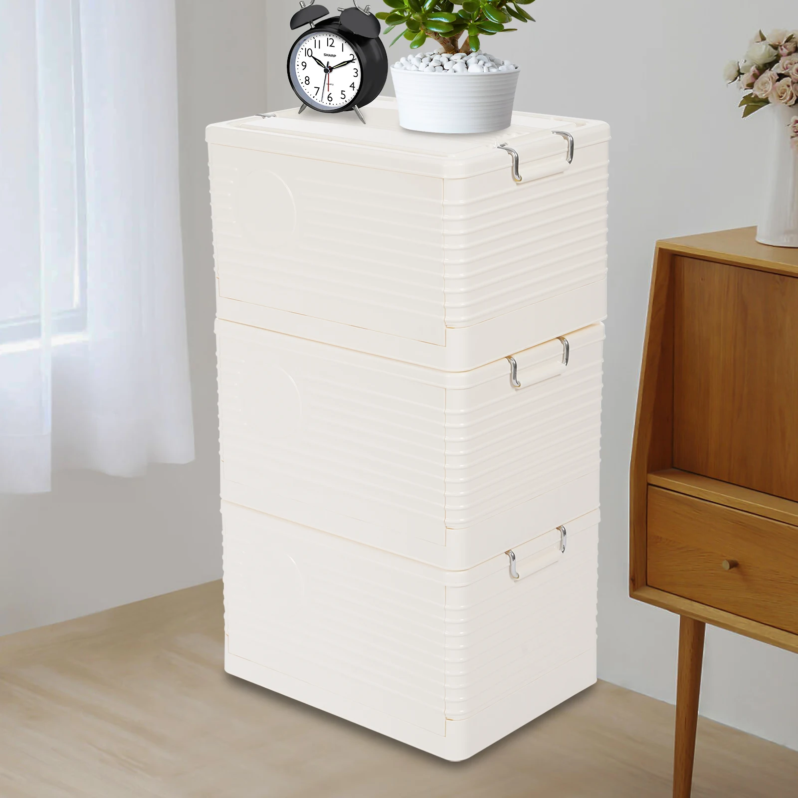 3 Tiers Folding Storage Bins 49.5*35*87cm Stackable Storage Bins for Clothes/Storage Container for Playrooms/Dressing Rooms
3 Tiers Folding Storage Bins 49.5*35*87cm Stackable Storage Bins for Clothes/Storage Container for Playrooms/Dressing Rooms