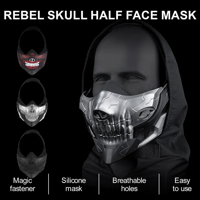 Party Cosplay Halloween Rebel Skull Half Face Mask With Breathable Holes CS Outdoor Sport Cosplay Mask Hunting Accessories
Party Cosplay Halloween Rebel Skull Half Face Mask With Breathable Holes CS Outdoor Sport Cosplay Mask Hunting Accessories