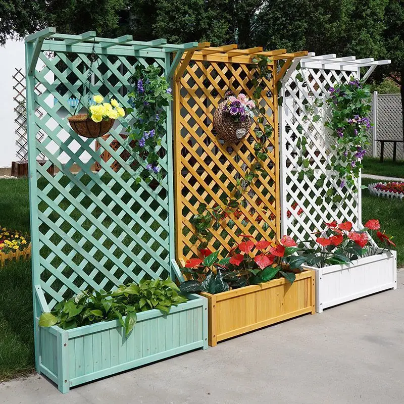 Antiseptic wood flower box Outdoor grid climbing vine frame Balcony planting box Garden guardrail flower stand Terrace fence flo
Antiseptic wood flower box Outdoor grid climbing vine frame Balcony planting box Garden guardrail flower stand Terrace fence flo