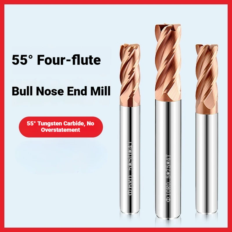 CNC 4 Flutes 55 Degree Bullnose R Cutter Tungsten Carbide Corner Radius End Mill For Steel Metal Machining R05 R1 R2
CNC 4 Flutes 55 Degree Bullnose R Cutter Tungsten Carbide Corner Radius End Mill For Steel Metal Machining R05 R1 R2