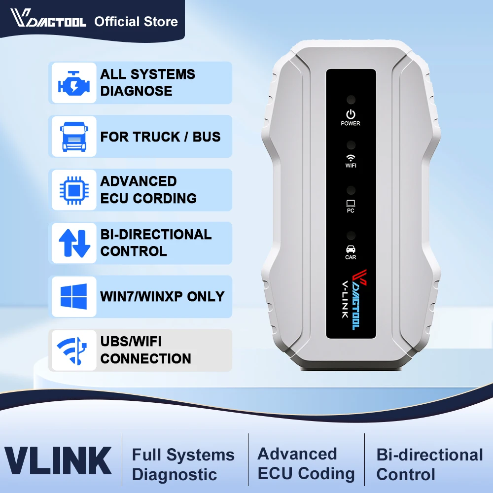 Vdiagtool VLINK Diesel Truck Diagnostic Tool For CAT For Cummins Truck Tools Heavy Duty Truck Scanners For Volvo ECU Coding
Vdiagtool VLINK Diesel Truck Diagnostic Tool For CAT For Cummins Truck Tools Heavy Duty Truck Scanners For Volvo ECU Coding