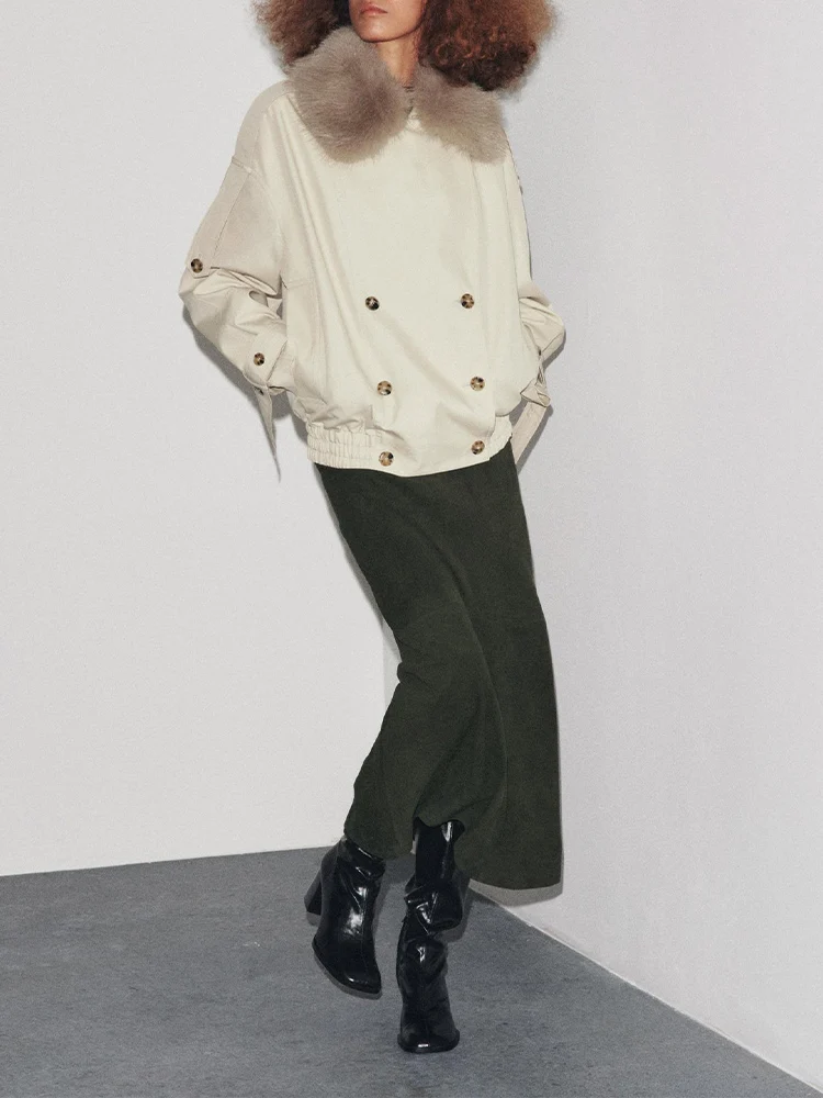 European style new women's fashion versatile temperament simple solid color fur collar short long-sleeved jacket
European style new women's fashion versatile temperament simple solid color fur collar short long-sleeved jacket