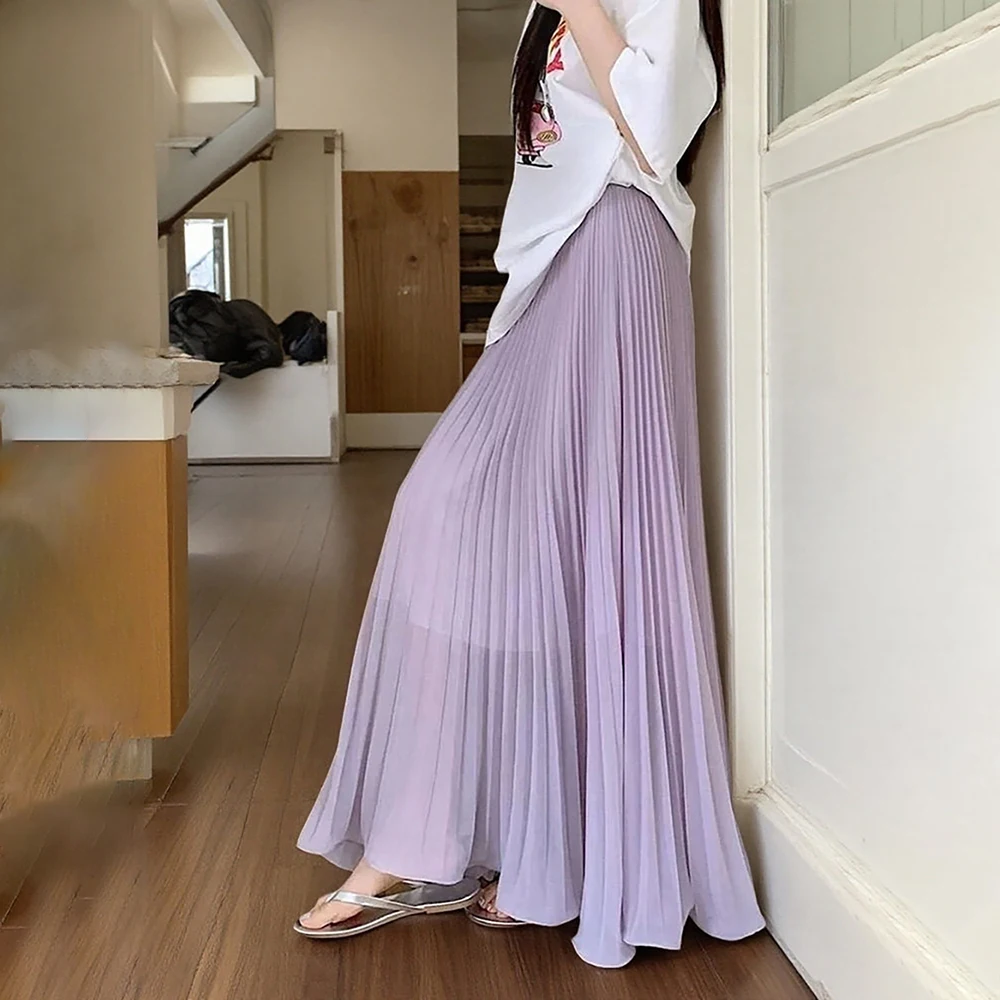 Women's Flowing Chiffon Pleated Skirts Summer High Waist A-line Long Skirt 2026 New Korean Style Elegant Lady Slim Skirts
Women's Flowing Chiffon Pleated Skirts Summer High Waist A-line Long Skirt 2026 New Korean Style Elegant Lady Slim Skirts