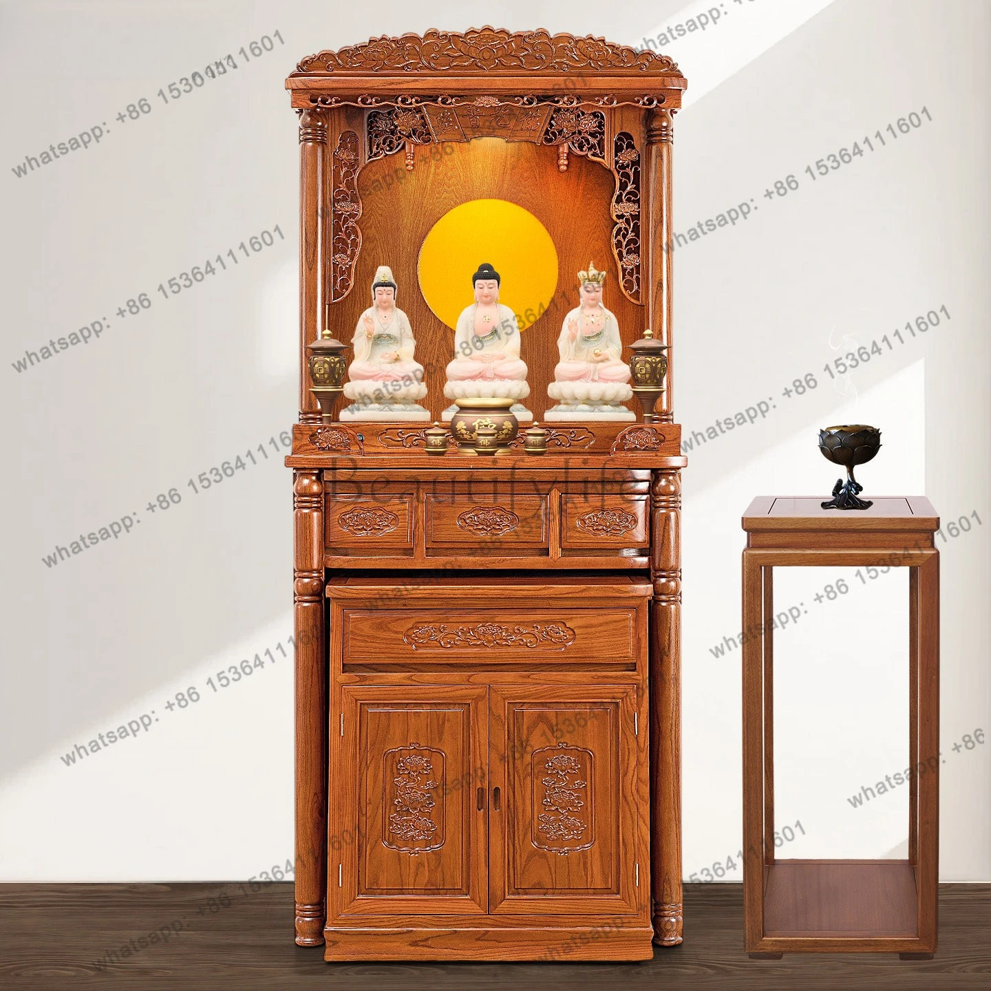 Solid wood, household new Chinese modern shrine Guanyin is dedicated to Gongtai
Solid wood, household new Chinese modern shrine Guanyin is dedicated to Gongtai