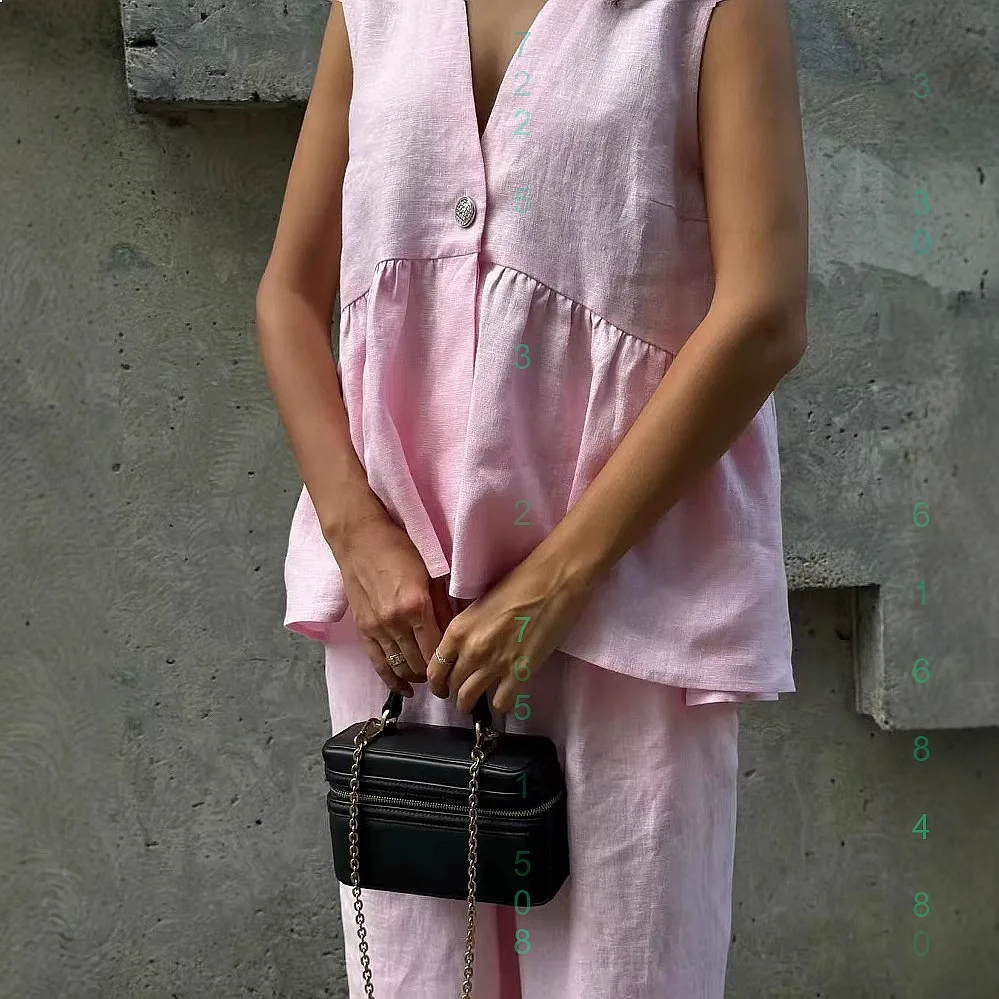 Cotton V Neck Button Vest Top Blouse Long Pants Matching Sets Solid Casual Two Piece Jumpsuit
Cotton V Neck Button Vest Top Blouse Long Pants Matching Sets Solid Casual Two Piece Jumpsuit