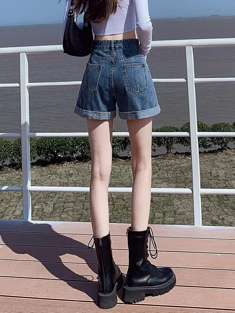 High Waist A-Line Short Jeans Women's Adjustable Loose Slimming Summer Korean Style Shorts Comfortable Breathable Cotton Blend
High Waist A-Line Short Jeans Women's Adjustable Loose Slimming Summer Korean Style Shorts Comfortable Breathable Cotton Blend