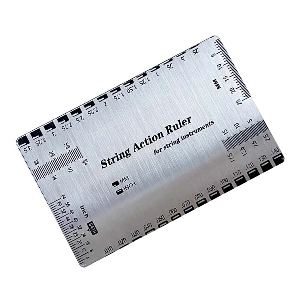 Guitar String Ruler Gauge Action Luthier Silver Grip Supply Sturdy Steel Material High Precision Portable Compact Size
Guitar String Ruler Gauge Action Luthier Silver Grip Supply Sturdy Steel Material High Precision Portable Compact Size